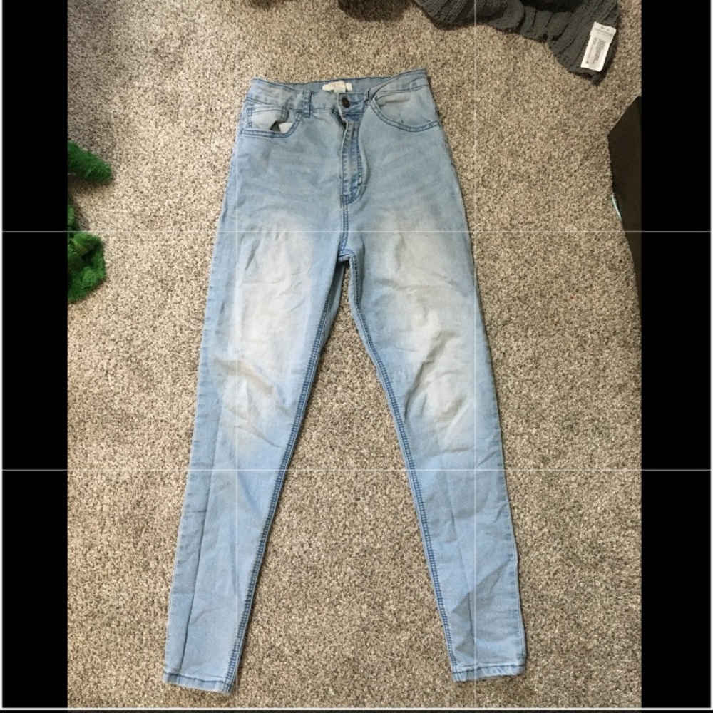 Sky blue skinny jeans high rise/waisted